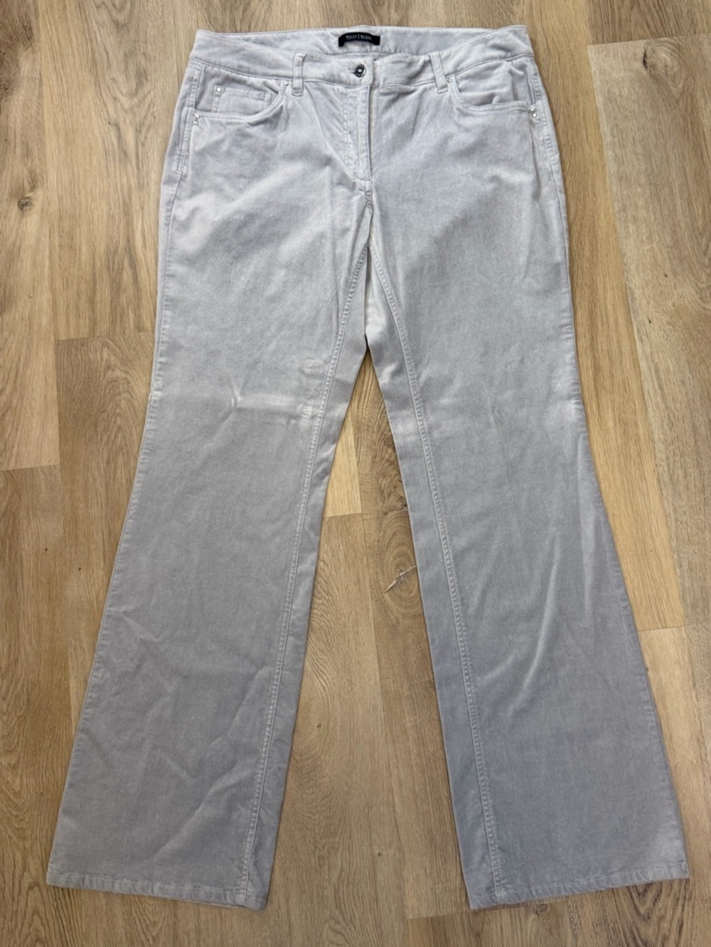 White House Black Market Light Gray Velvet Boot Leg Jeans